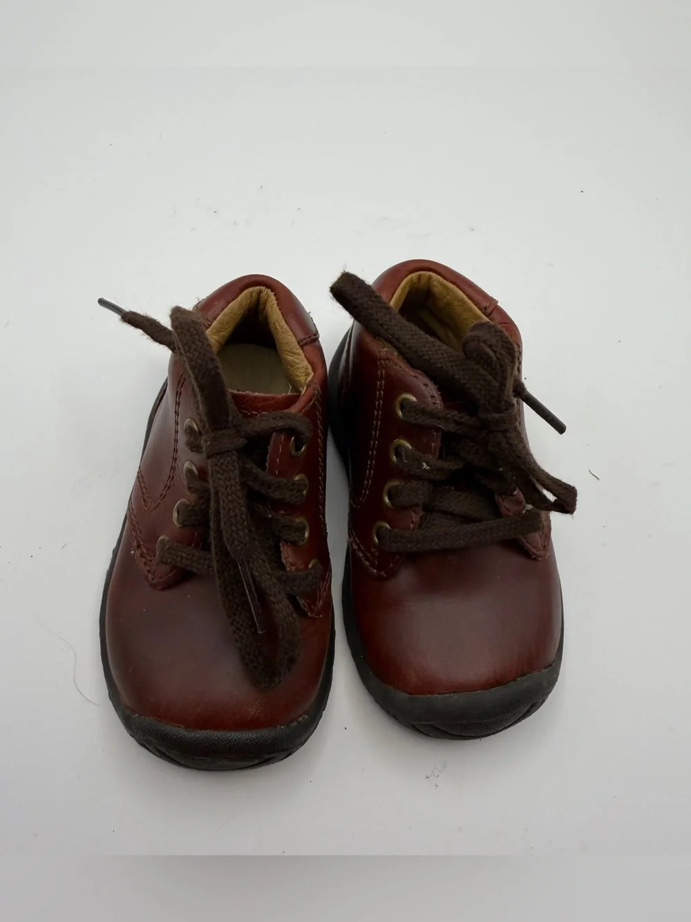 Stride Rite Made2Play Brown Leather Lace-Up Shoes Toddler Size 3.5W Preppy